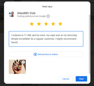 Customer Review For Vape shop in Dubai